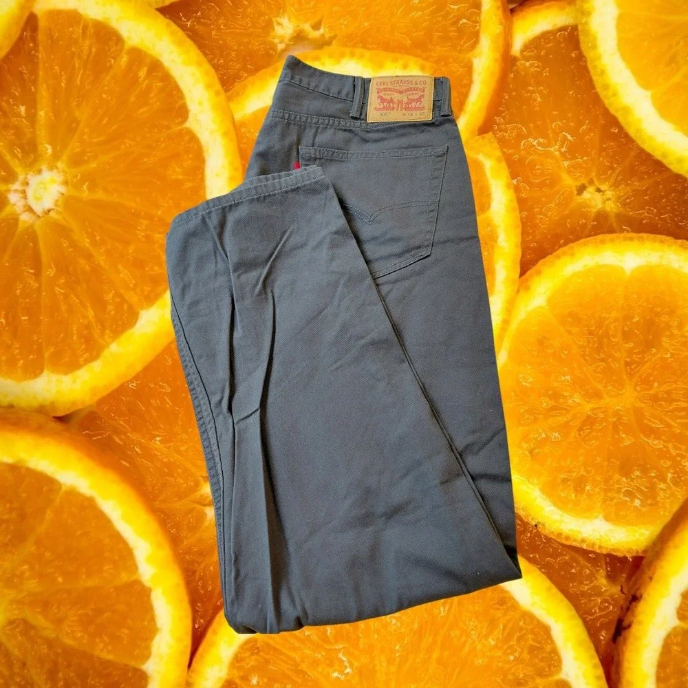Levis 505 Regular Fit Grey Straight Leg Twill Pants Mens 38x32 00505-0012